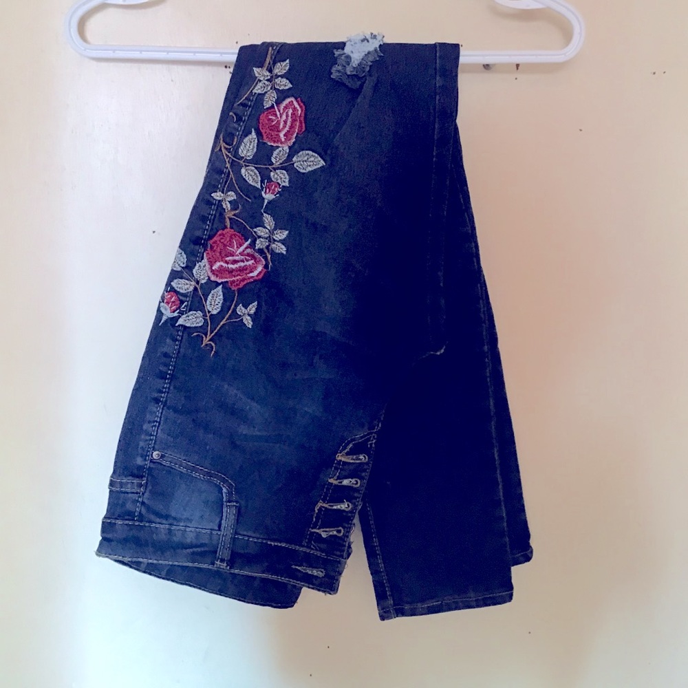 Floral print blue Jeans